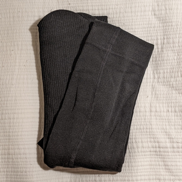 $4 add-on. Microfiber fleece lined tights, black, ribbed, M/L - Picture 2 of 5